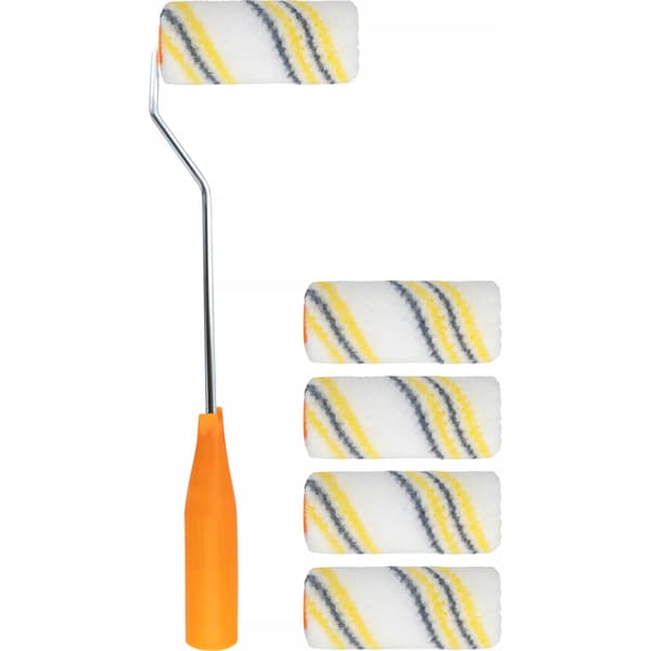 Mini malerrulle 10 cm 5 stk + Vergionic håndtag til maling