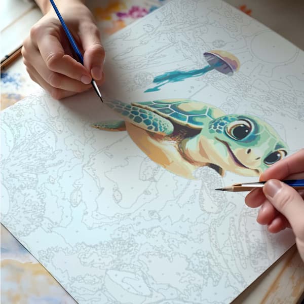 Mal efter nummer billede 40x50 cm Massido Skildpadde
