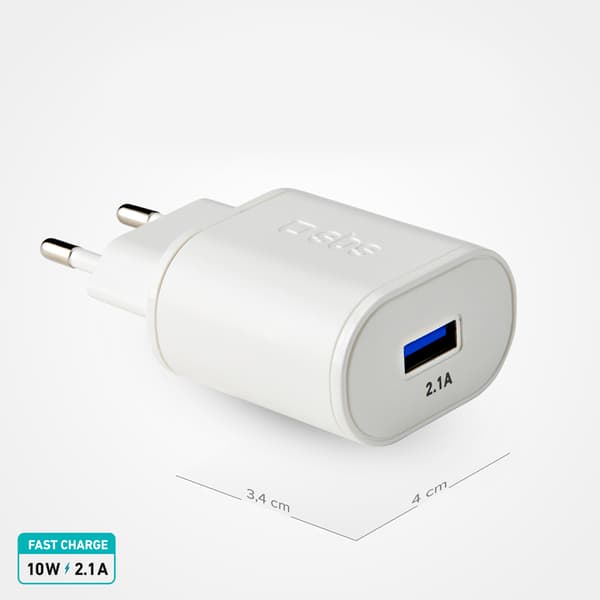 USB-A 10W vægoplader - Hvid