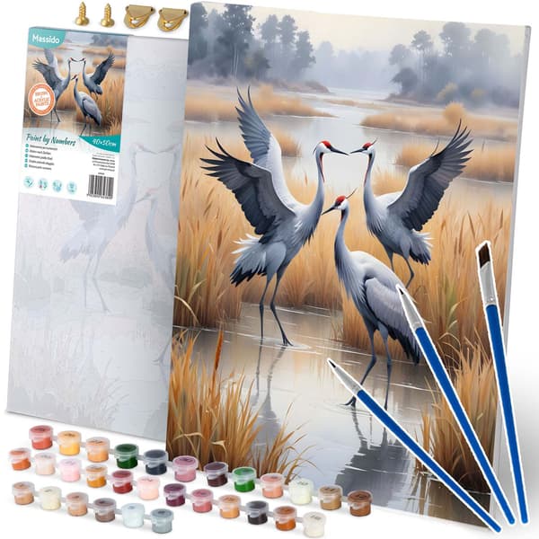 Mal efter nummer billede 40x50 cm Massido Cranes