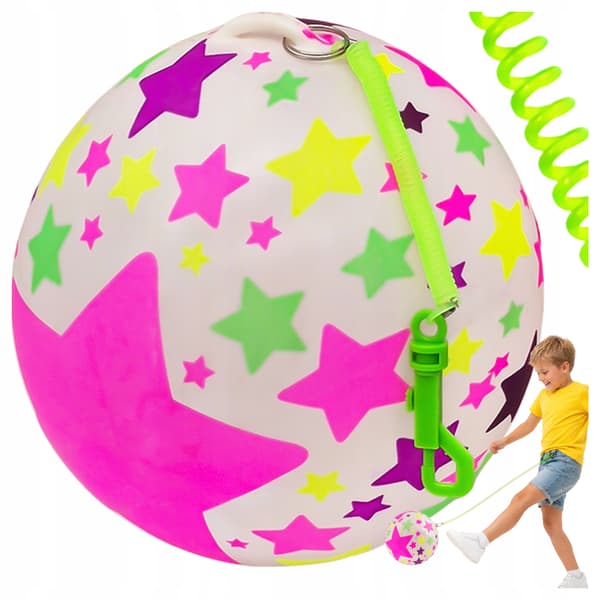 Oppustelig bold på stjernefjedre i gummi, diameter 23 cm
