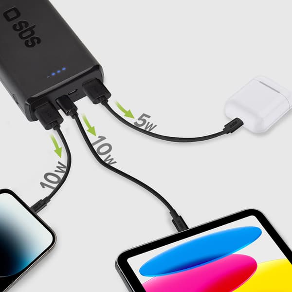 Powerbank 20000 mAh USB-A USB-C - sort