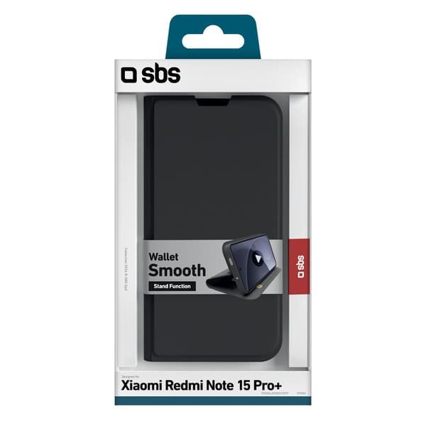 Xiaomi Redmi Note 15 Pro+ Pung Glat Flip-cover - Sort