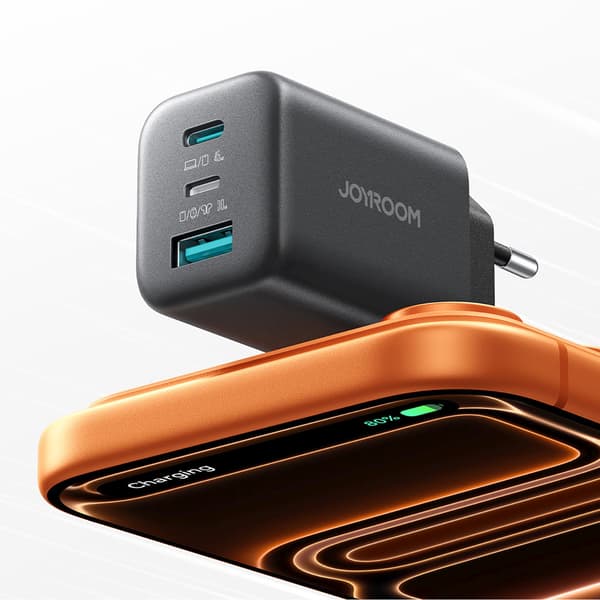 USB-C iPhone Lightning USB-A GaN 45W Väggladdare - Svart