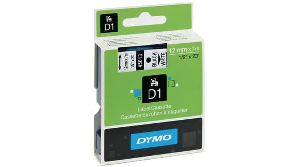 Dymo D1 45013 Sort/Hvid (S0720530)