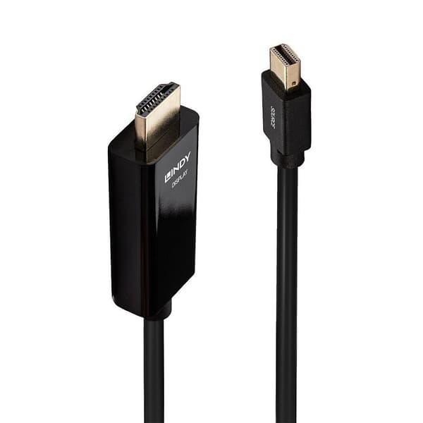 Lindy Mini DisplayPort til HDMI 10.2G adapterkabel 2m sort 4K UHD 30Hz