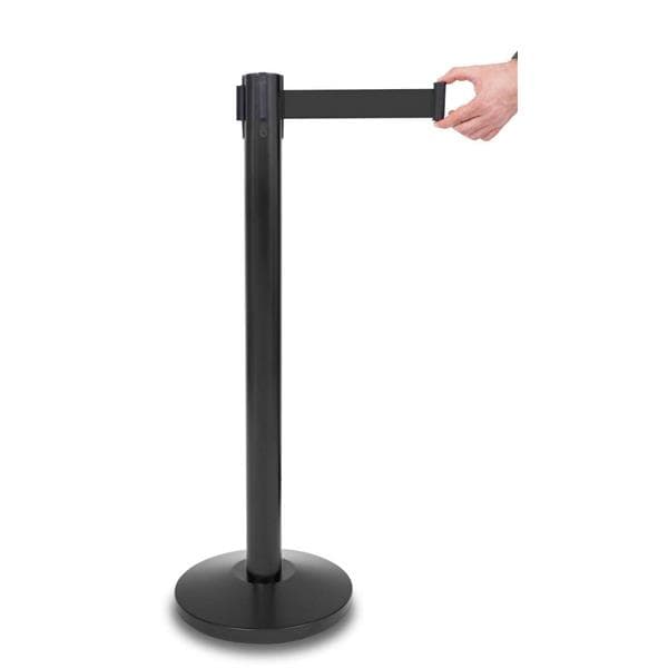 Premium sort afspærringsstolpe med sort tape