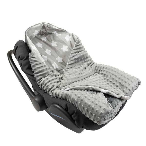 Minky sovepose 80x80cm til autostol, babysvøb, wrap - grå peberkage