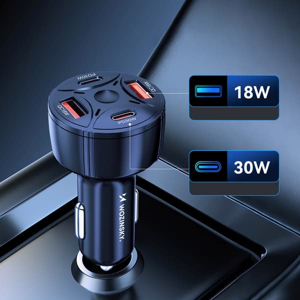 Autolaturi 2xUSB-C 2xUSB-A 60W - musta