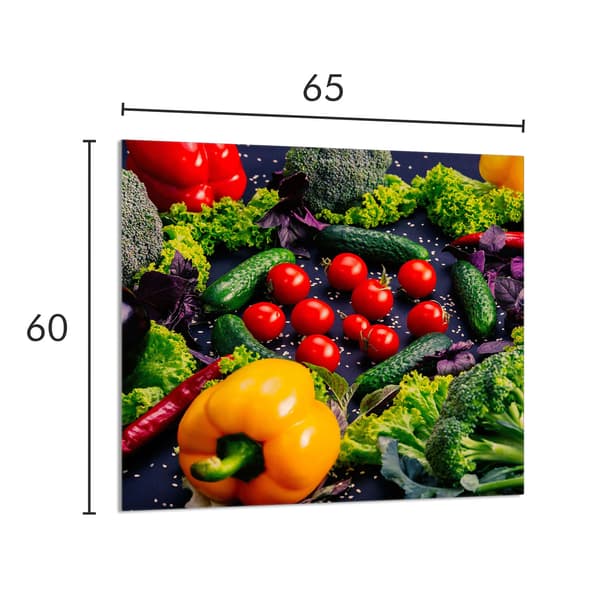 GLASPANEL TIL KØKKEN 65x60 Grøntsager