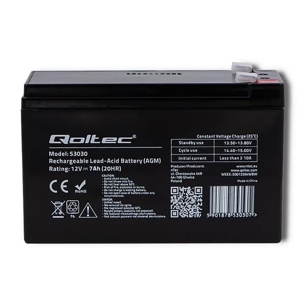 Qoltec 12 V AGM-akku | 7 Ah
