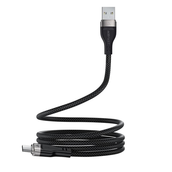 USB-A - USB-C 3A kabel med magnetisk organizer 1,2m - sort
