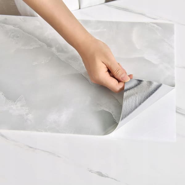 SELVKLÆBENDE PANEL GRÅ MARMOR PVC LAMINAT GLANS 80x40 cm panel9