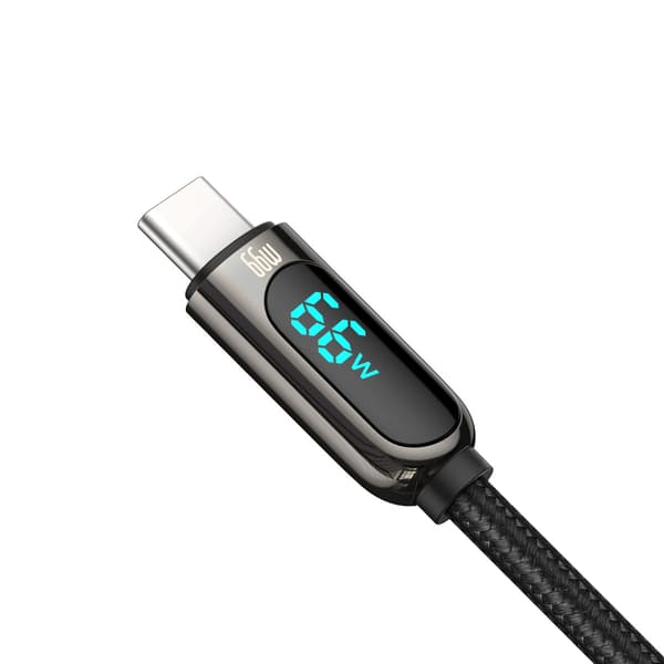 Näytön Pikalatausdatakaapeli USB-A - USB-C 66W 1m - Musta