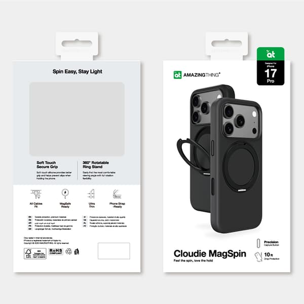Cloudie iPhone 17 Pro cover med stativ - sort