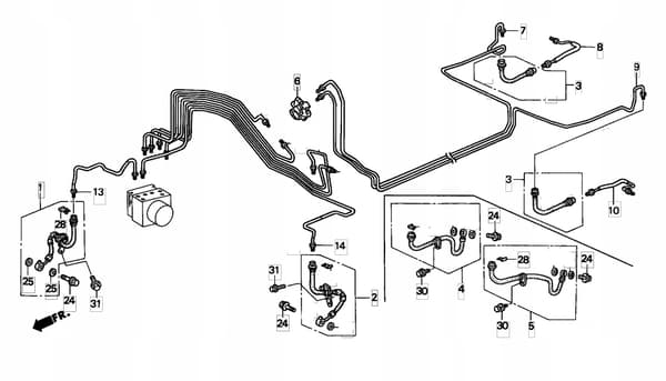 Stive kobberbremserør til HONDA CIVIC VI (EJ9) + ABS