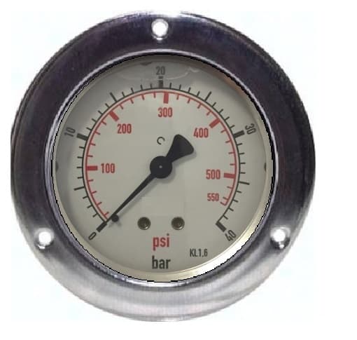Bagpanel trykmåler 40 bar 63 gevind 1/4"