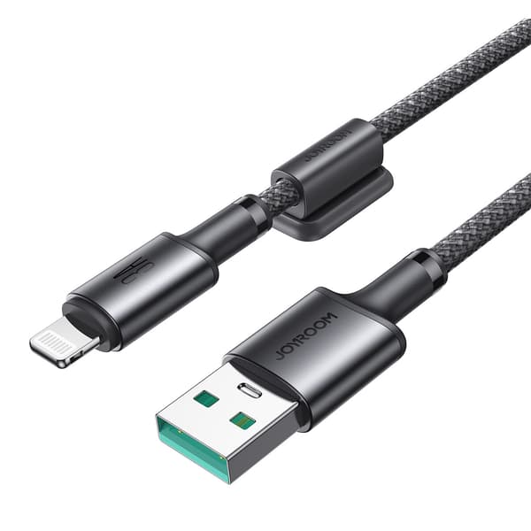 USB-A - iPhone Lightning-kabel med magnetisk hållare 1,2m - grå
