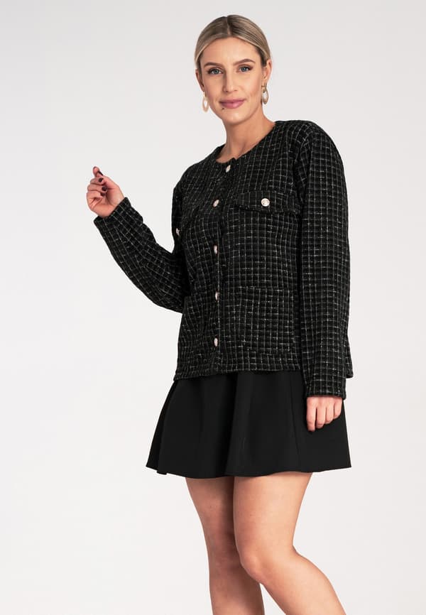 Chanel tweedjacka - rutiget jacka sort størrelse S/M