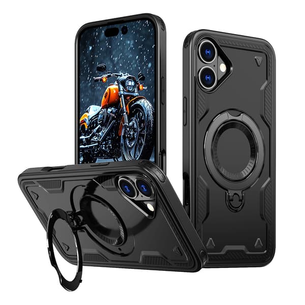 iPhone 16 Hybrid Armor Trendy MagSafe-etui - Sort