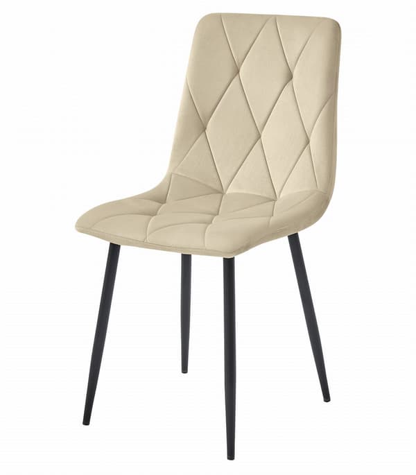 LIBRA stol - lys beige fløjl / sorte ben x 3