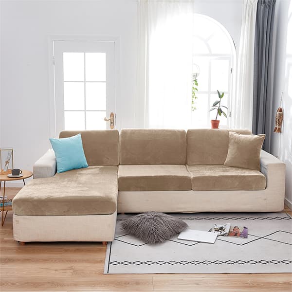 Sofasædebetræk, Velour, Beige, Kaffe med mælk 50-65cm