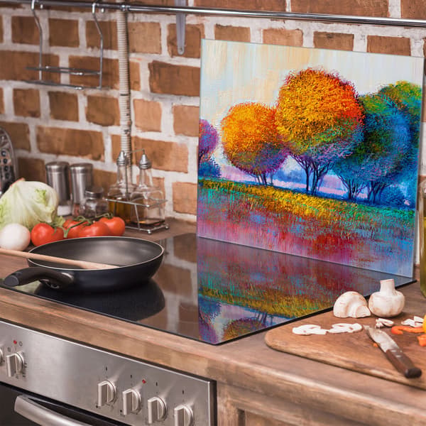 Glasskydd för spishäll 60x52 Träd