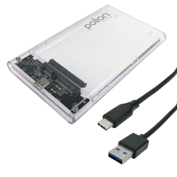 2,5" SATA USB 3.2 HDD/SSD-kasse USB-C til USB-A | transparent