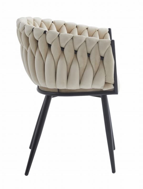 ORION stol - beige velour / sorte ben x 2