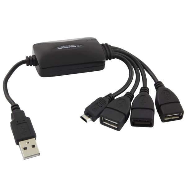 Esperanza EA158 USB-hub 3xUSB 2.0 + 1x MICRO-USB, svart