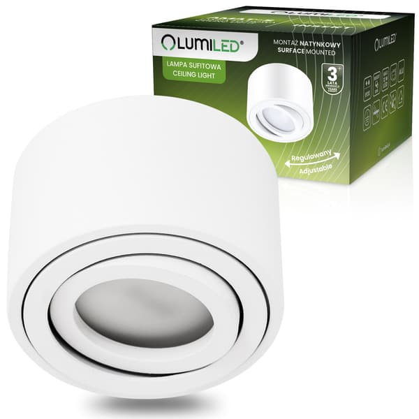 Väggmontering halogenspot rörlig rund vit 50mm AMAT-S LUMILED