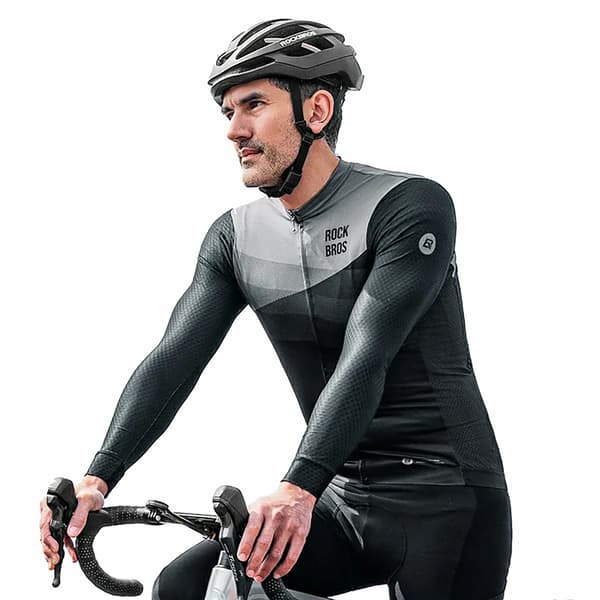 Langærmet cykeltrøje Forår/Sommer M - Sort