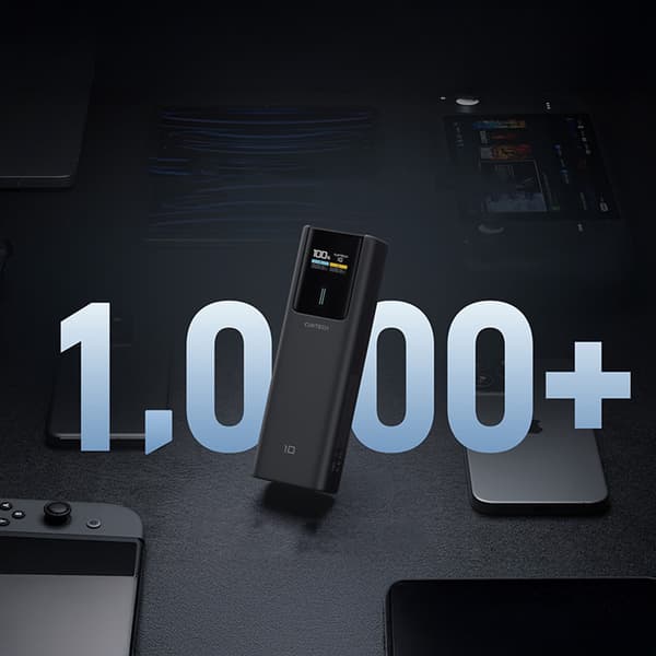 Powerbank 10000mAh USB-C USB-A 150W - sort