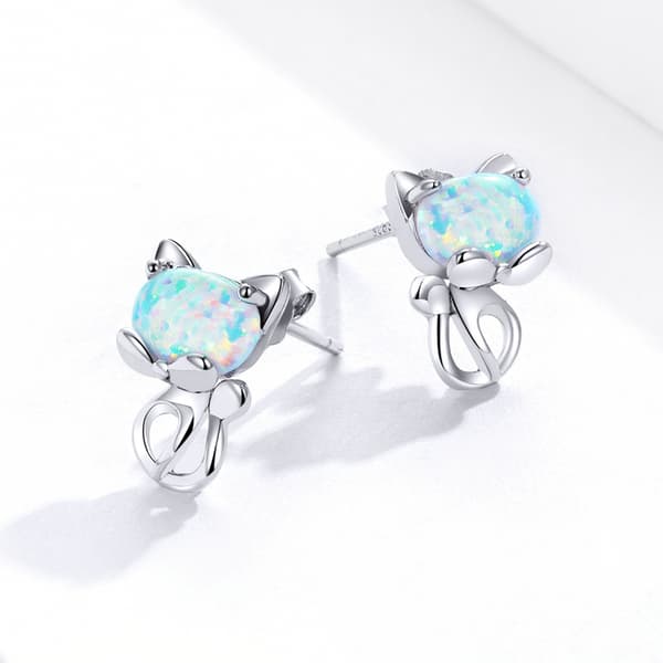Pendientes de plata para niñas Gatito Plata 925 Pendientes Trusky