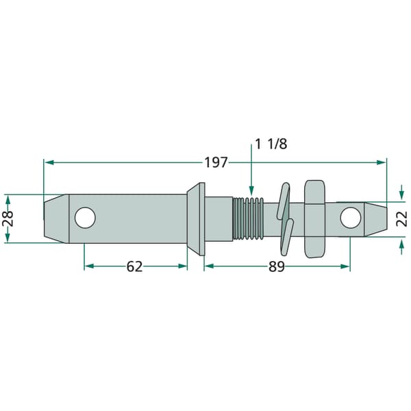 Stift til anhængertræk kat. 1/2 fi 28/22 mm længde 197 mm 99030