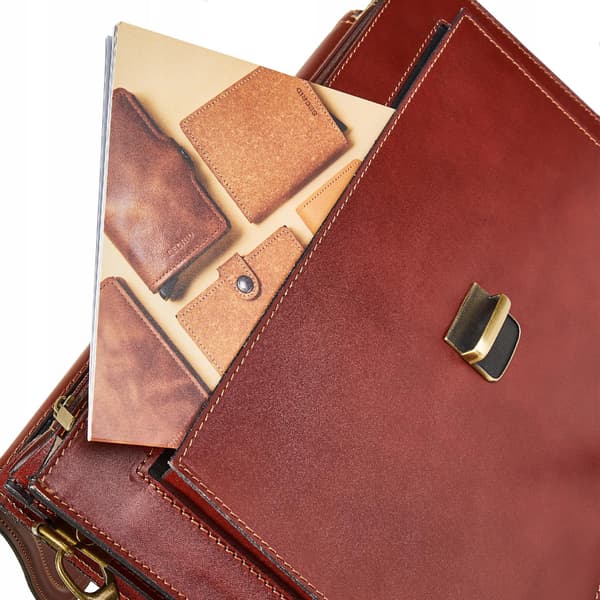 TBA-325 COGNAC Herrelædermappe CLASSY +CERTIFIKAT