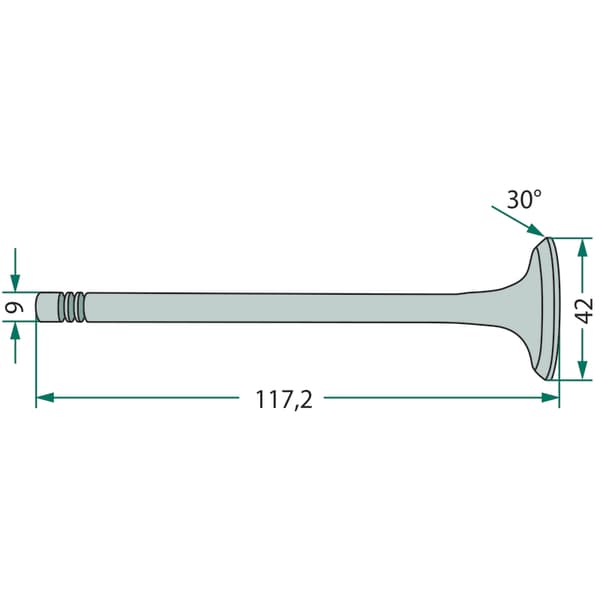 Indsugningsventil 42x9 117mm til Renault Claas 7701019251