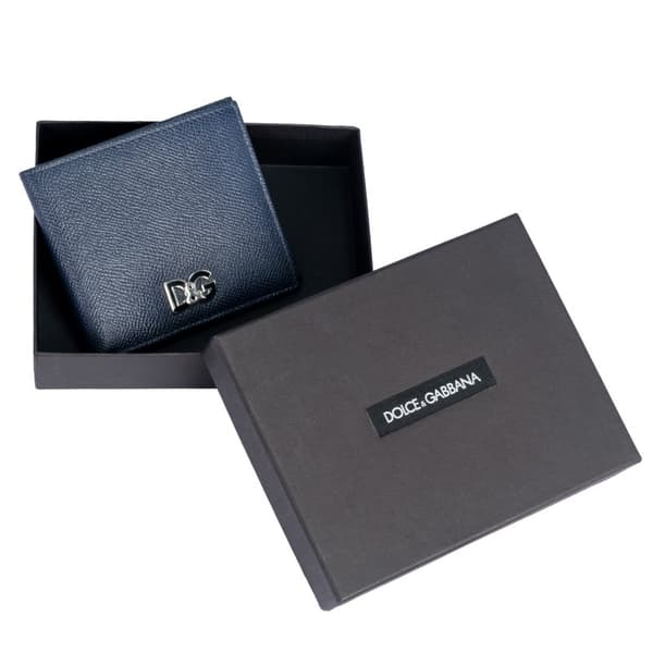 DOLCE&GABBANA Luksus Herre Bifold Pung Blå/Sort
