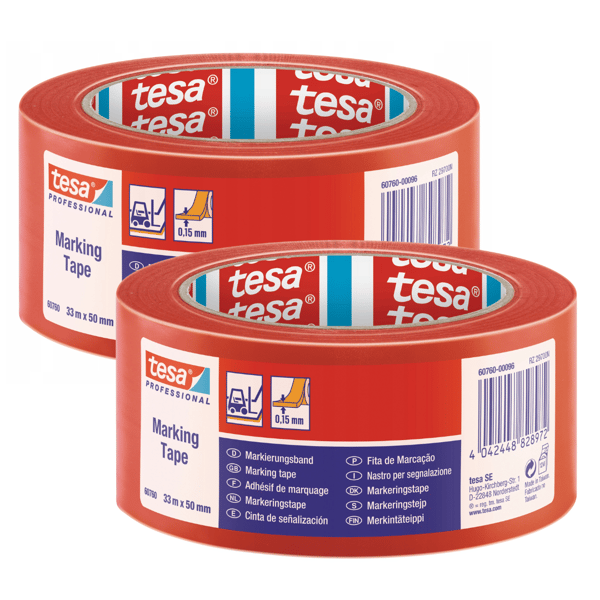 TESA PVC-varningstejp 33m x 50mm, röd x2