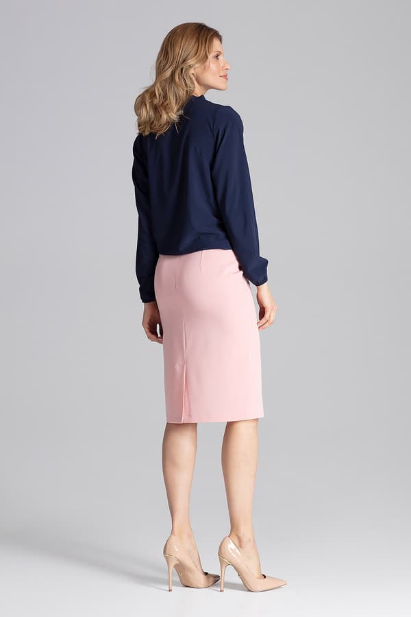 Elegant kvertbluse - langærmet bluse marineblå størrelse S