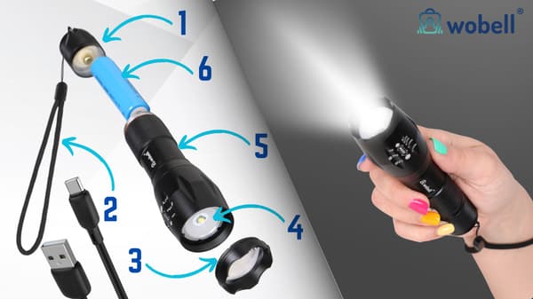 CREE ZOOM XML T6 LED -taktinen taskulamppu, vedenpitävä