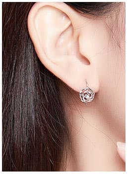 Pendientes de plata rosa Pendientes de plata 925