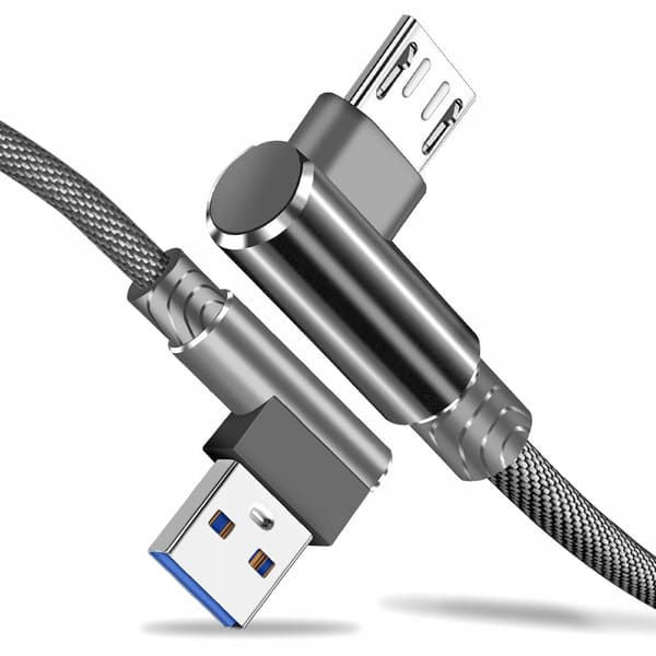 Koanni kb18 Micro USB lynopladningskabel vinklet 90° grå