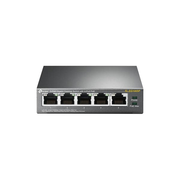 TP-Link TL-SG1005P Netværksswitch, 5 porte, PoE, Sort