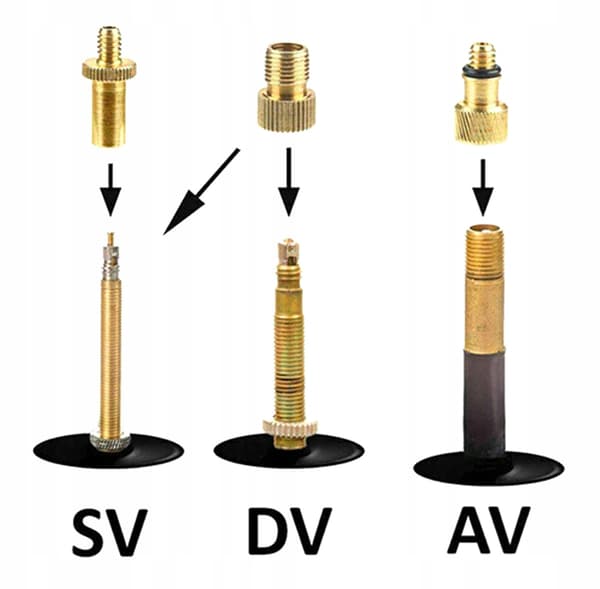 Adapter og reducersæt til AV DV SV Presta-ventil til oppumpning