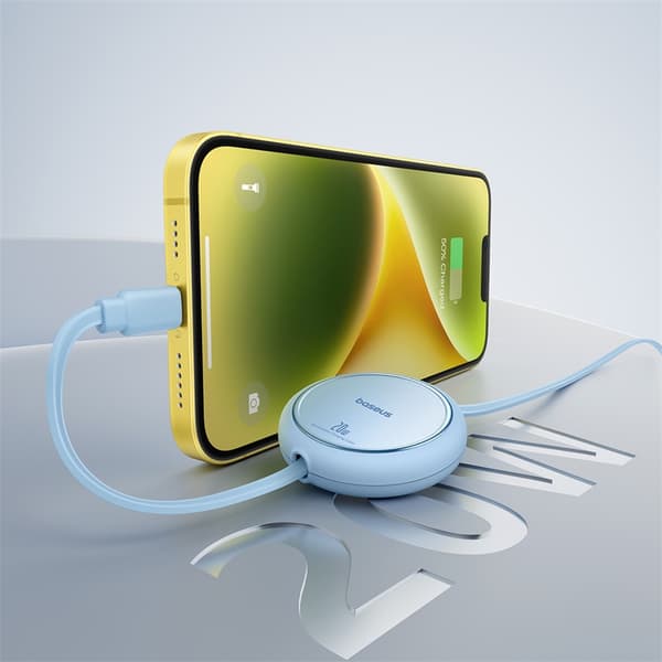 Free2Pull USB-C Sisäänvedettävä Kaapeli - iPhone Lightning 20W 1m - Sininen