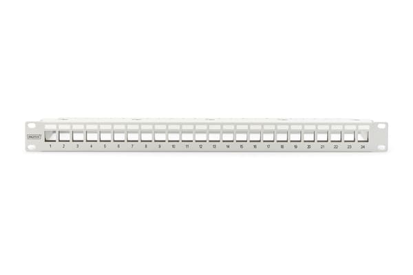 DIGITUS 19" 24-ports 1U patchpanel til Keystone-moduler (RAL 7035)