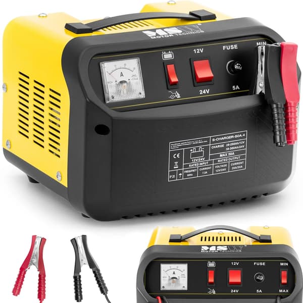 Bilbatterioplader med starthjælp 12/24 V 45 A
