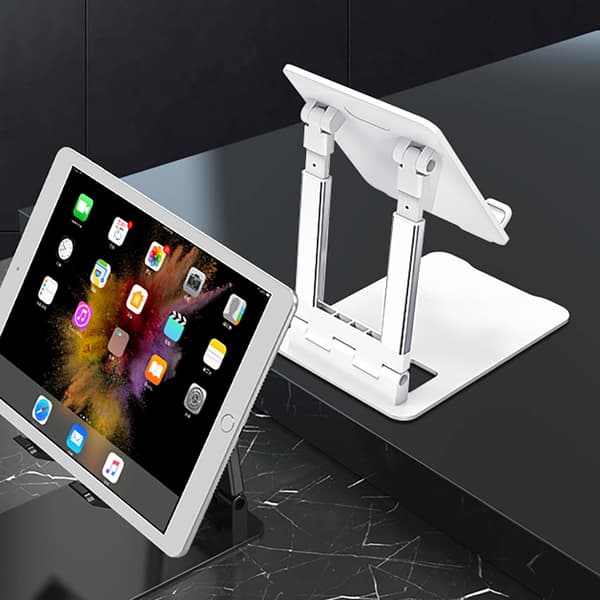 Bordstativ til telefon, tablet og foldbar - hvid