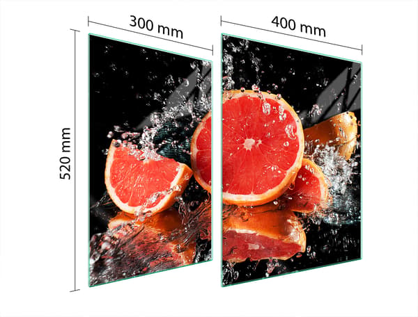 GLASBESKYTTELSESPLADE TIL KOMFUR 70x52 GRAPEFRUGT